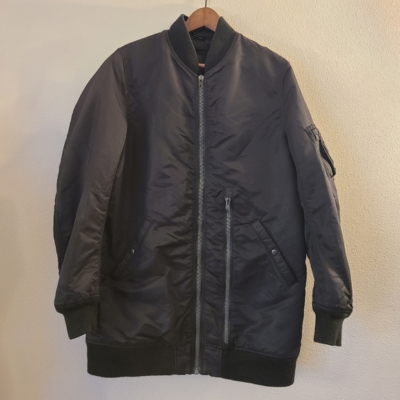 R13 Oversized Winter MA-1 Flight Black Jacket - Picture 3 of 12